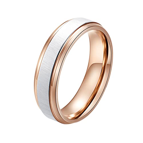 Homxi Ehering Damen Edelstahl,Ring Damen Personalisiert Rund 6mm Rosegold Weiß Damenring Ring Damen Gr.60 (19.1) von Homxi