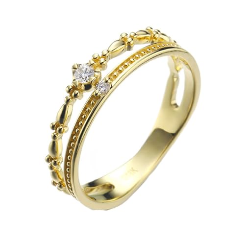 Homxi Eheringe 375 Ring Damen Gold, Rund mit Moissanit, Damen Gold Verlobungsring Groß 54 (17.2) von Homxi