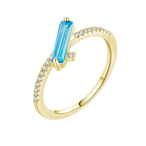 Homxi Eheringe 750 Ringe Gold Damen, 2,5 x 9 mm Rechteck mit Kreierter Topas und Moissanit, Eheringe Verlobung Damen Ring Gold Gr. 52 (16.6) von Homxi