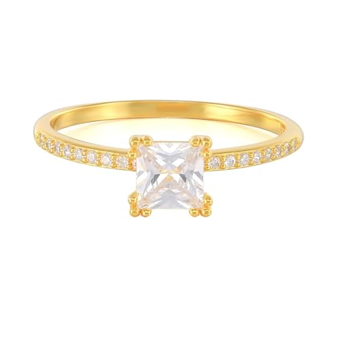 Homxi Eheringe Gelbgold Damen Ring 375, Quadrat mit Moissanite, Gold Damenring Verlobung Gr 61 (19.4) von Homxi