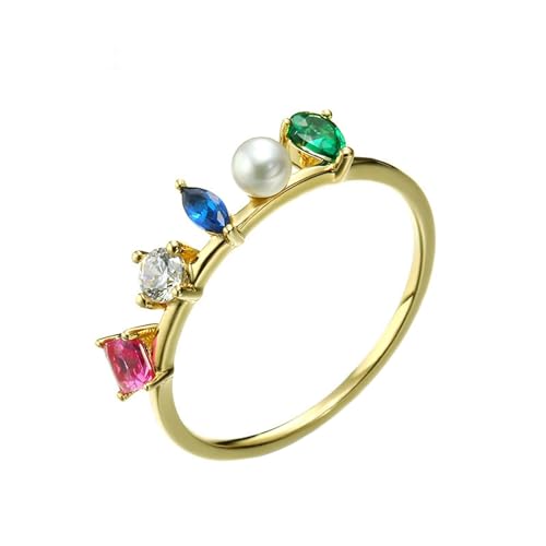 Homxi Eheringe Gold Ringe für Damen 9 K, Rund und Birne mit Zirkonia und Perle, Verlobungsring Gold Frauen Groß 63 (20.1) von Homxi