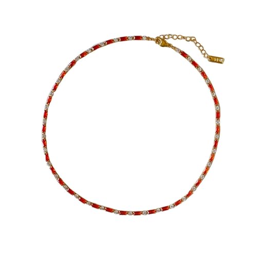 Homxi Frauen Anhänger Kette Rot,Damen Kette Anhänger Vergoldet Perlenkette Anhänger Kette Damen Rot Homxi Frauen Anhänger Kette Rot,Damen Kette Anhänger Vergoldet Perlenkette Anhänger Kette Damen Rot von Homxi