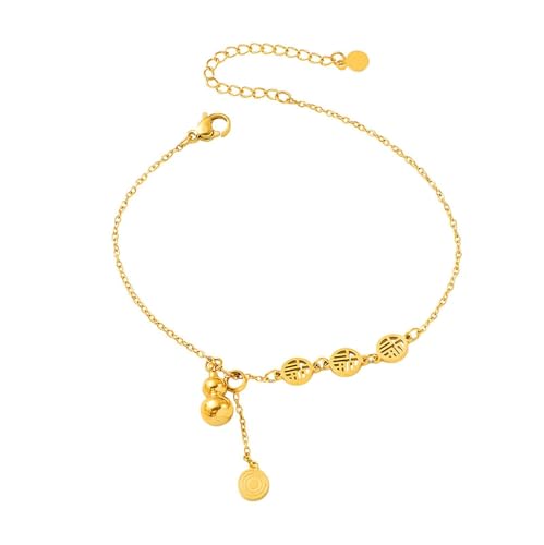 Homxi Frauen Fuß Kette Gold, Fusskette Damen Edelstahl Fu mit Kürbis - 20cm + 5cm Verlängerungskette von Homxi