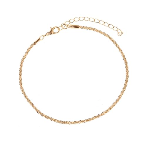 Homxi Frauen Fuß Kette Gold, Fußkette Frauen Legierung Einfache Kette - 21.2cm + 5cm Verlängerungskette von Homxi