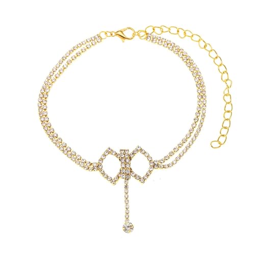 Homxi Frauen Fußkette Gold, Fussketten Frauen Kupfer Geometrisch mit Zirkonia - 22.5cm + 10cm Verlängerungskette von Homxi