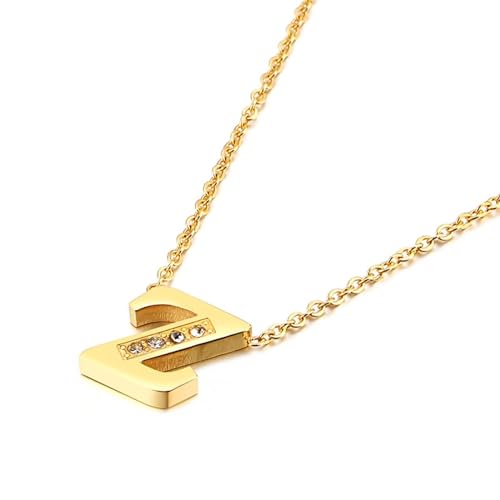 Homxi Frauen Kette Anhänger Gold,Halskette Edelstahl mit Anhänger Damen Buchstabe Z mit Zirkonia Halskette Anhänger Gold von Homxi