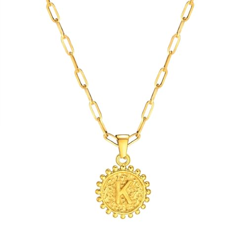 Homxi Frauen Kettenanhänger Gold,Kette Edelstahl Frauen mit Anhänger Buchstabe K Halskette mit Anhänger Gold von Homxi