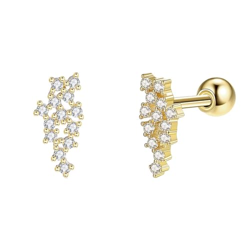Homxi Frauen Ohrstecker,Ohrringe 925 Silber für Damen Ohrringe Geometrisch mit Zirkonia Damen Ohrhänger Gold von Homxi