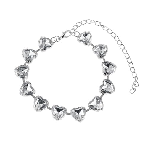 Homxi Frauen Sommer Fußkette Silber, Fusskette Kupfer Frauen Herzform mit Zirkonia - 21cm + 10cm Verlängerungskette von Homxi