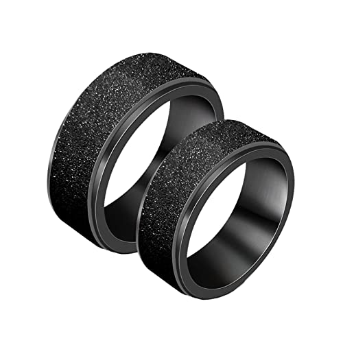 Homxi Freundschaftsringe für 2 mit Gravur,Eheringe Set Edelstahl 7.8MM Schwarz Ring mit Rund Gebürstet Ring Paare Damen 54 (17.2) + Herren 65 (20.7) von Homxi