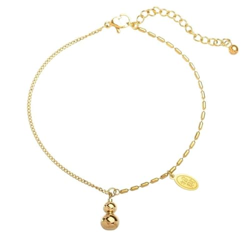 Homxi Fuß Kette Damen Gold, Fußkette Frauen Kupfer Glückskürbis - 20cm + 5cm Verlängerungskette von Homxi
