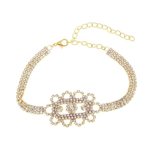 Homxi Fuß Kette Damen Gold, Fusskette Legierung Damen Voll mit Blume Zirkonia - 22.5cm + 10cm Verlängerungskette von Homxi