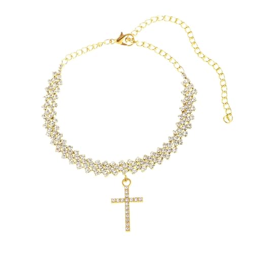 Homxi Fuß Kette Gold Damen, Damen Fußkette Legierung Kreuz mit Zirkonia - 18cm + 10cm Verlängerungskette von Homxi