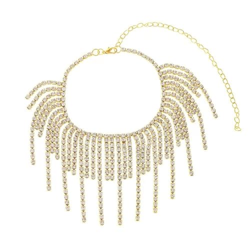 Homxi Fuß Kette Gold Frauen, Fusskette Legierung Damen Mehrschichtige Quaste mit Zirkonia - 26cm + 10cm Verlängerungskette von Homxi