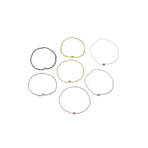 Homxi Fuß Kette Mehrfarbig für Damen, Fußkette Kupfer Damen Perlenkette mit Herz - 25cm von Homxi