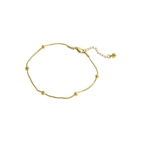 Homxi Fusskette Damen Gold, Fußkette Edelstahl Damen Perlen Schlangenkette - 20cm + 5cm Verlängerungskette von Homxi