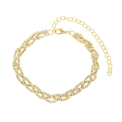 Homxi Fusskette Damen Gold, Fussketten Frauen Legierung Geometrische mit Zirkonia - 21.8cm + 10cm Verlängerungskette von Homxi