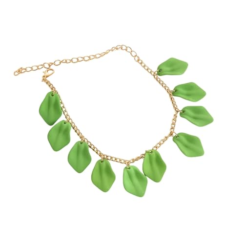 Homxi Fusskette Damen Hellgrün, Damen Fuß Kette Harz Kette mit Blütenblättern - 22cm + 10.5cm Verlängerungskette von Homxi