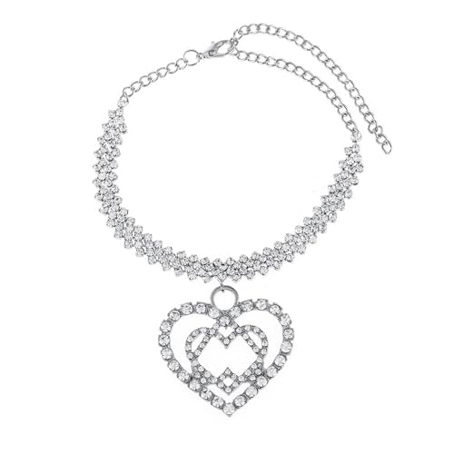 Homxi Fußkette Damen Silber, Damen Fuß Kette Legierung Raute und Hohles Herz mit Zirkonia - 18cm + 10cm Verlängerungskette von Homxi