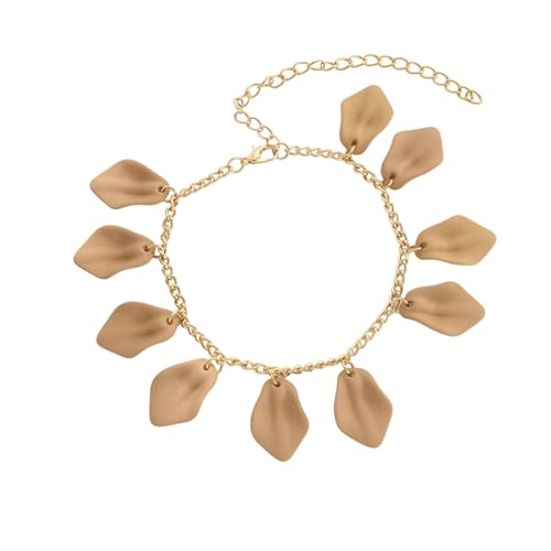 Homxi Fusskette Kaffee Frauen, Fuß Kette Damen Harz Kette mit Blütenblättern - 22cm + 10.5cm Verlängerungskette von Homxi