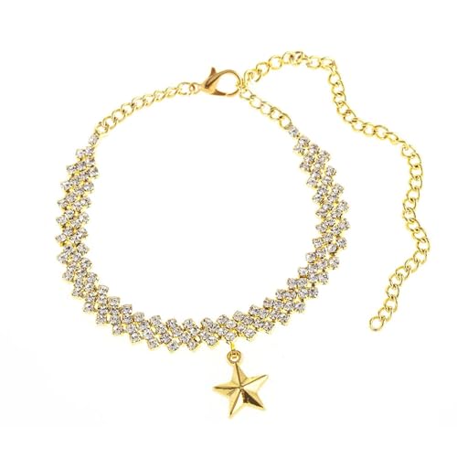 Homxi Fußkette Sommer Damen Gold, Fusskette Kupfer Frauen Stern mit Zirkonia - 18cm + 10cm Verlängerungskette von Homxi
