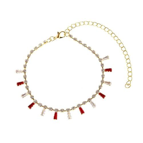 Homxi Fußkette Strand Damen Gold, Fußketten Damen Kupfer Voll mit Zirkonia - 22.5cm + 10cm Verlängerungskette von Homxi