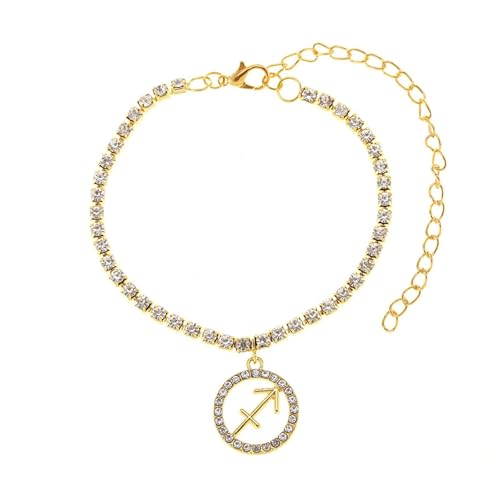 Homxi Fußkette Strand Frauen Gold, Fusskette Legierung Damen Schütze mit Zirkonia - 21.2cm + 10cm Verlängerungskette von Homxi