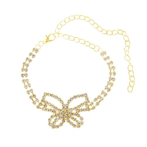 Homxi Fußkette Strand Gold für Frauen, Frauen Fusskette Legierung Schmetterling mit Zirkonia - 16.5cm + 10cm Verlängerungskette von Homxi