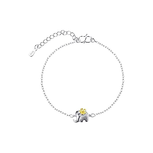 Homxi Fußketten Silber,Fuß Kette Damen Elefant und Blume Fusskette 25 cm Damen Fusskette Silber 925 von Homxi