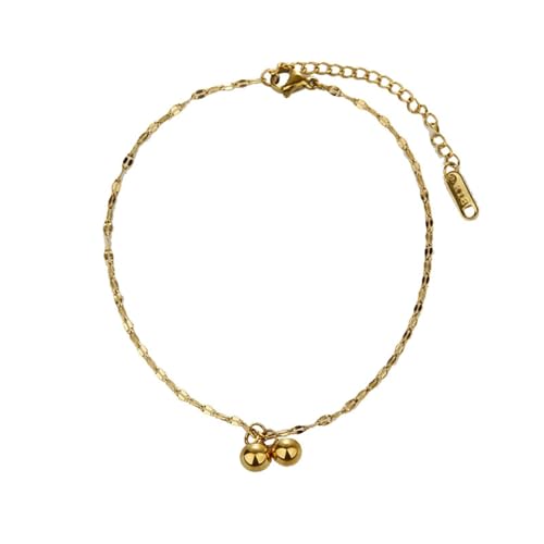 Homxi Fußketten Sommer Gold Damen, Damen Fuß Kette Edelstahl Perlen - 21cm + 5cm Verlängerungskette von Homxi