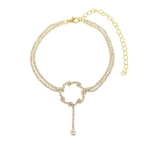Homxi Fußketten Sommer Gold für Damen, Fusskette Kupfer Frauen Hohl Blume mit Zirkonia - 22cm + 10cm Verlängerungskette von Homxi
