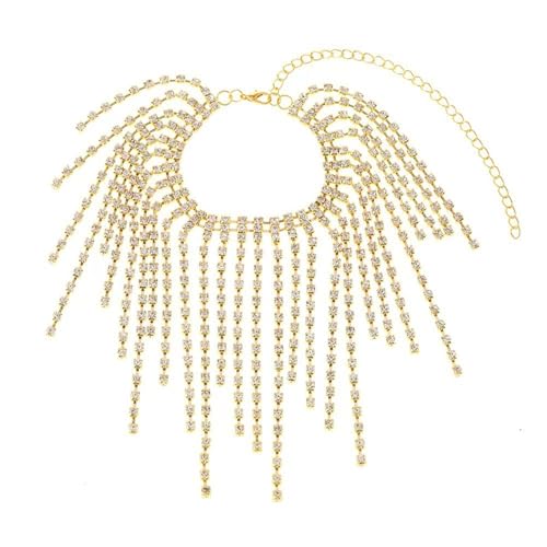 Homxi Fußketten Strand Gold für Damen, Fuß Kette Frauen Kupfer Mehrere Quasten mit Zirkonia - 19.5cm + 10cm Verlängerungskette von Homxi
