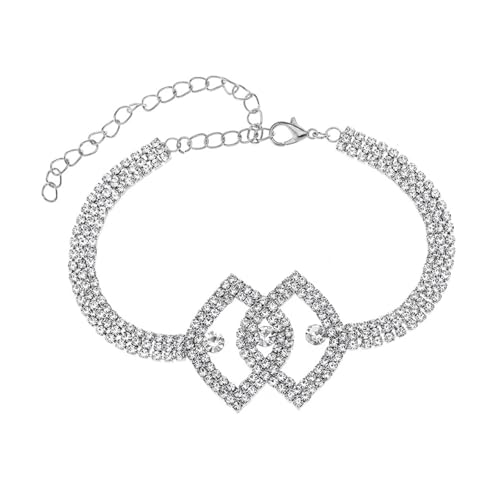 Homxi Fußketten Strand Silber Frauen, Fuß Ketten Frauen Kupfer Hohl Geometrisch mit Zirkonia - 22.4cm + 10cm Verlängerungskette von Homxi