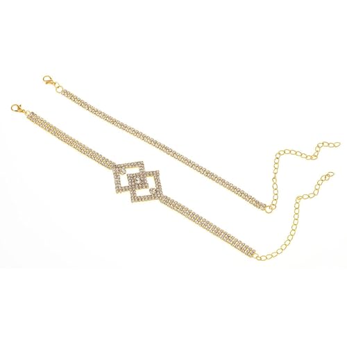 Homxi Fussketten für Frauen Gold, Fuß Kette Frauen Kupfer 2 Stücke Set mit Zirkonia - 20.7cm + 10cm Verlängerungskette von Homxi