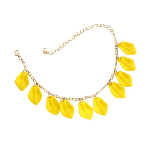 Homxi Gelb Sommer Fußkette für Frauen, Fußketten Damen Harz Kette mit Blütenblättern - 22cm + 10.5cm Verlängerungskette von Homxi