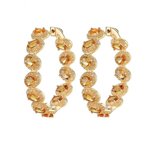 Homxi Gelbgold 750 Ohrringe Hochzeit für Damen, Oval mit Citrin, Schmuck Ohrringe Damen Gelb von Homxi