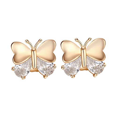 Homxi Gelbgold Ohrringe Hochzeit 375 Damen, Schmetterling und Wassertropfen mit Moissanit, Schmuck Frauen Gold Ohrringe von Homxi