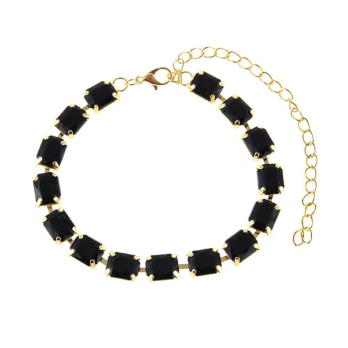 Homxi Gold Fußkette Strand für Frauen, Frauen Fuß Kette Kupfer Rechteck mit Zirkonia - 21cm + 10.7cm Verlängerungskette von Homxi