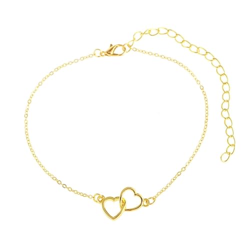 Homxi Gold Fußkette Strand für Frauen, Fuß Kette Frauen Legierung Hohl Herz - 24.6cm + 10cm Verlängerungskette von Homxi