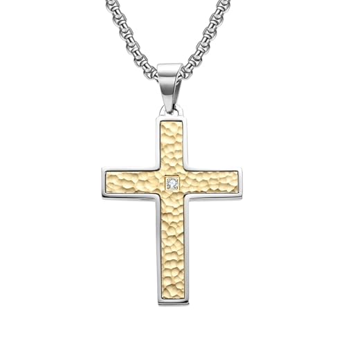 Homxi Gold Halskette mit Anhänger Herren,Halskette Edelstahl Herren mit Anhänger Kreuz mit Zirkonia Halskette mit Anhänger Gold von Homxi