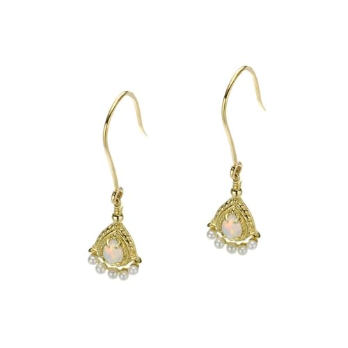 Homxi Gold Ohrringe Hochzeit 14 K Damen, Wassertropfen und Perlen mit Erstellter Opal, Schmuck Gold Frauen Ohrringe von Homxi