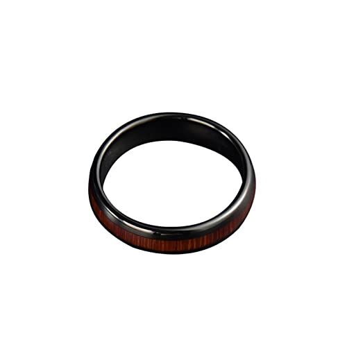 Homxi Goth Ring Herren,Ring Rund mit Holzmuster Ringe Herren Wolfram Schwarz Braun Herrenring Größe 72 (22.9) von Homxi