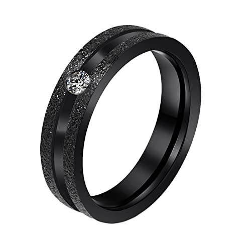 Homxi Goth Ringe Herren,Ring Rund Matt mit Weiß Zirkonia Herrenring Edelstahl Schwarz Herrenring Größe 47 (15.0) von Homxi