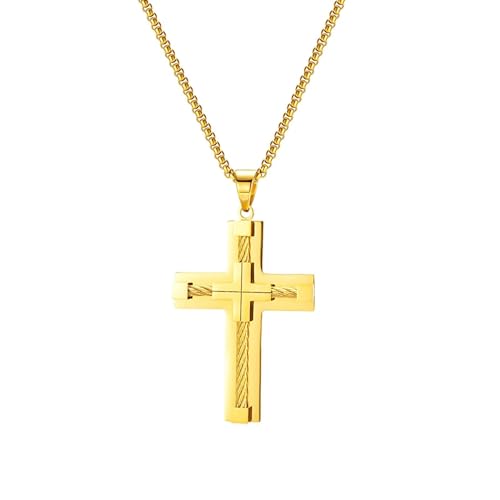 Homxi Halskette Anhänger Gold Mann,Männer Halskette Edelstahl für Anhänger Poliert Kreuz Kette Anhänger Gold von Homxi