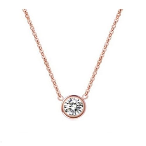 Homxi Halskette Anhänger Rosegold Damen,Kette Edelstahl Frauen mit Anhänger Rund mit Zirkonia Kette Anhänger Rosegold von Homxi