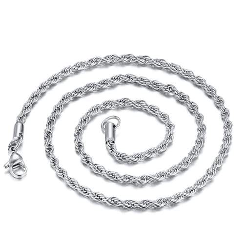 Homxi Halskette Damen Herren Silber,Kette für Männer Edelstahl 2MM Kette Halskette Kette Silber von Homxi