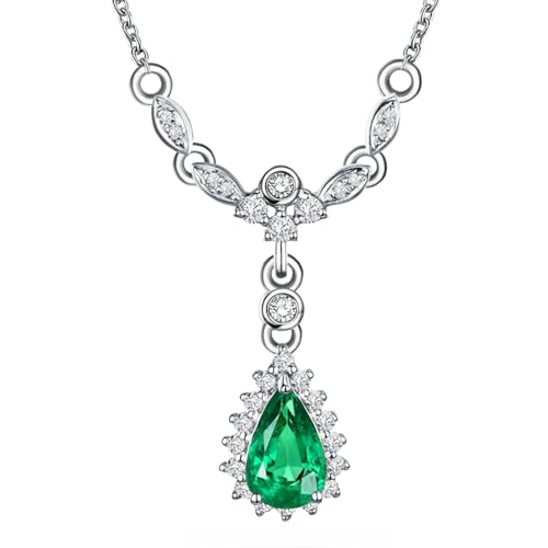 Homxi Halskette Frauen 925 Silber mit Anhänger,Frauen Anhänger Kette Wassertropfen mit 1 Karat Erstellter Smaragd Damen Halskette Silber Grün Anhänger Homxi Halskette Frauen 925 Silber mit Anhänger,Frauen Anhänger Kette Wassertropfen mit 1 Karat Erstellter Smaragd Damen Halskette Silber Grün Anhänger von Homxi