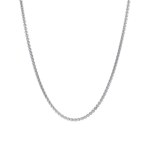 Homxi Halskette Herren Damen Silber,Edelstahl Halskette Mädchen 3MM Belcher Kette Halskette Silber von Homxi