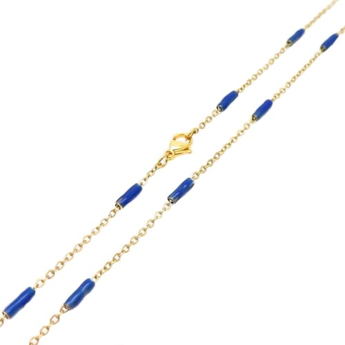 Homxi Halskette Kette Gold Blau Mädchen,Halskette Edelstahl Einzelne Kette Halskette Gold Blau von Homxi