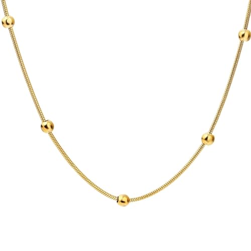 Homxi Halskette Kette Gold Damen,Halsketten Edelstahl für Frauen 1.2MM Schlangenkette Halskette Gold von Homxi